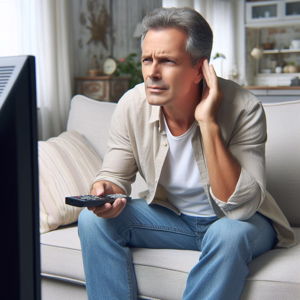 Un homme de 50 ans n'entend pas le son de sa TV Un homme de 50 ans n'entend pas le son de sa TV