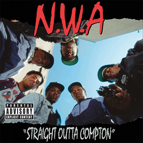 Couverture de l'album de N.W.A - Straight Outta Compton.
